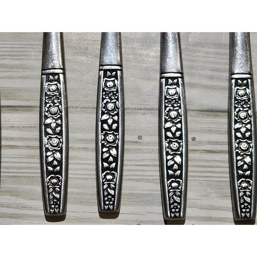 Oneida Northland Floral Panel Pattern 6 Knives Stainless Steel SS‎ Korea Lot